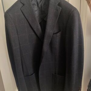 Men’s Peter Millar Cashmere Blazer navy blue window pane 42R